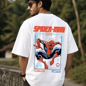 Dhirra Spider-Man Oversized T-Shirt for Men | Marvel Superhero Spiderman Graphic Printed Premium Cotton Oversized Tshirt