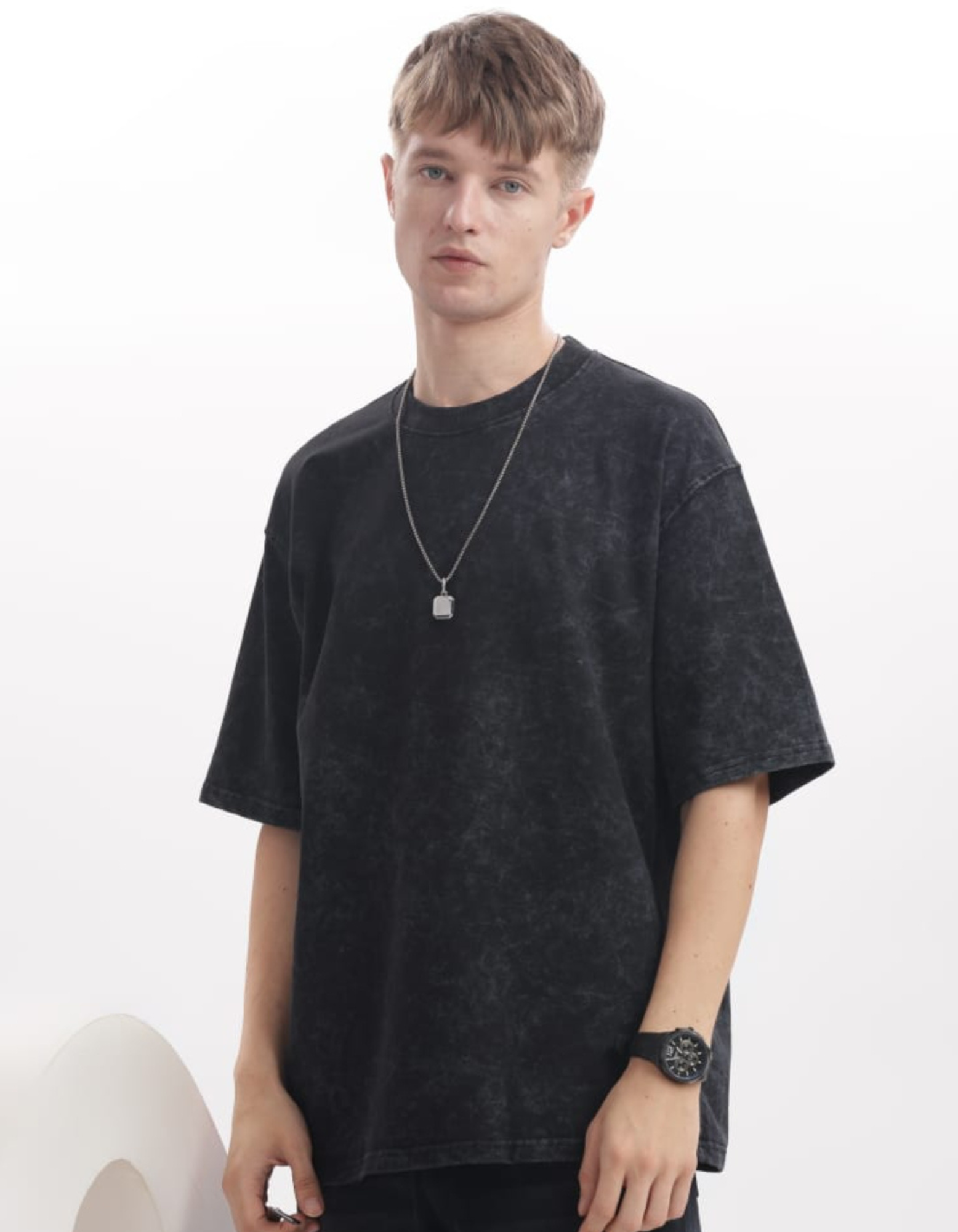 Acid Wash T-shirt Oversized 240 GSM - Black