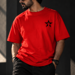 Dhirra Che Guevara Graphic Printed Oversized T-Shirt | Red Revolutionary Portrait Streetwear Tee | Casual Hip Hop Urban Fashion Half Sleeve Round Neck T-Shirt